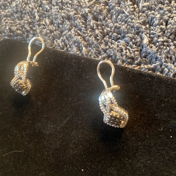 EUC Beautiful Earrings Stamped 925 with Black and White Diamonds - Picture 4 of 10